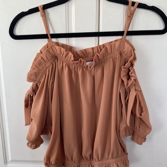 ❤️🔥5/20$ ACTIVE USA💫Women’s Summer☀️Sexy Tan Short Sleeve Bow Cropped Top - Picture 4 of 8